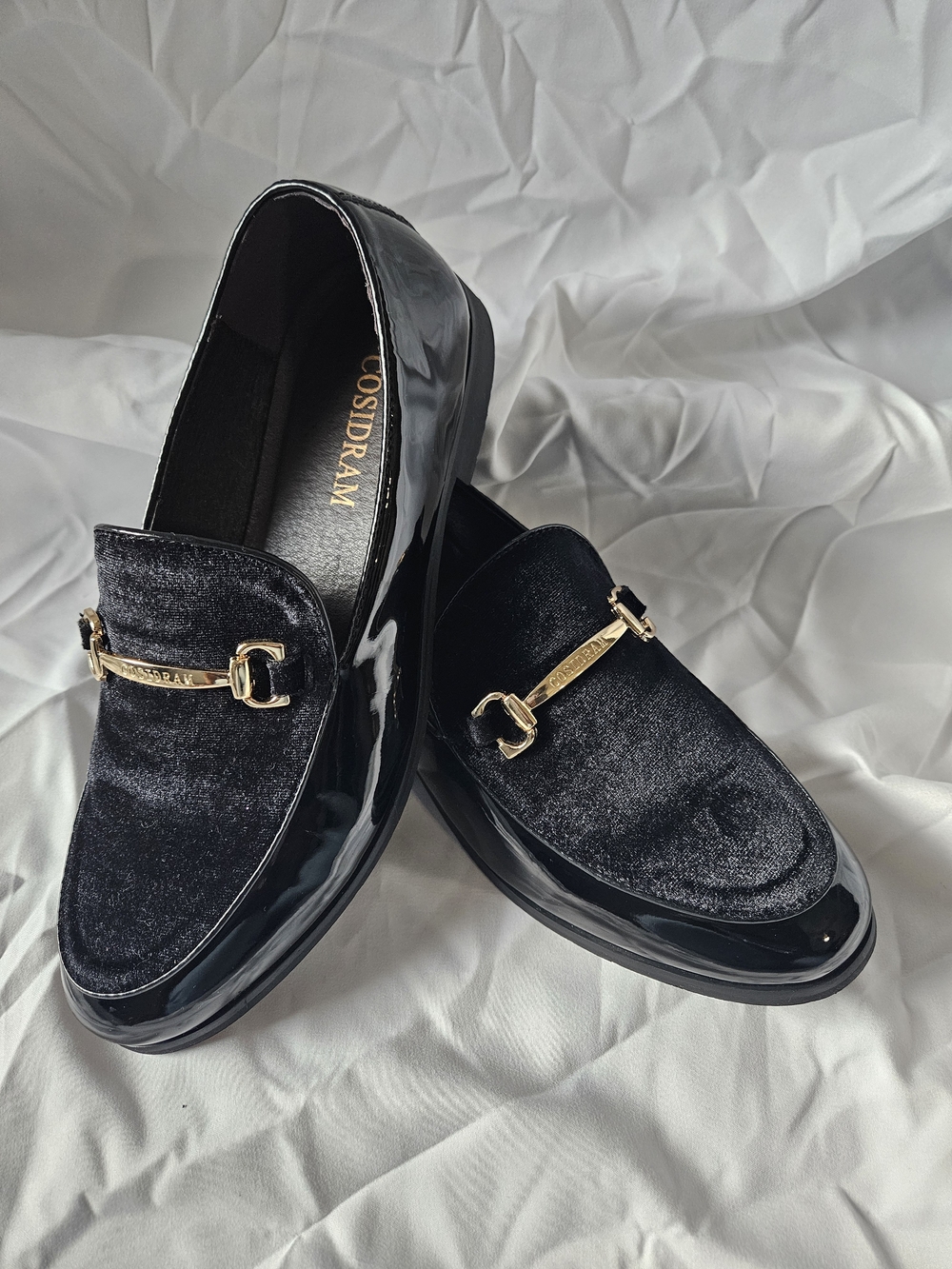 Black Velvet & Patent Leather Men’s Loafers